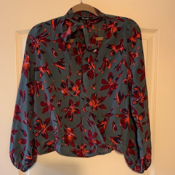 🆕 Madewell Silk-Tie Wrap Top in Winter Orchid - Picture 6 of 8
